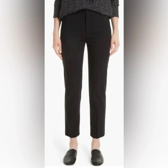 Vince Tapered Ankle Stretch Wool Trousers in Black Size 12 - Picture 1 of 2